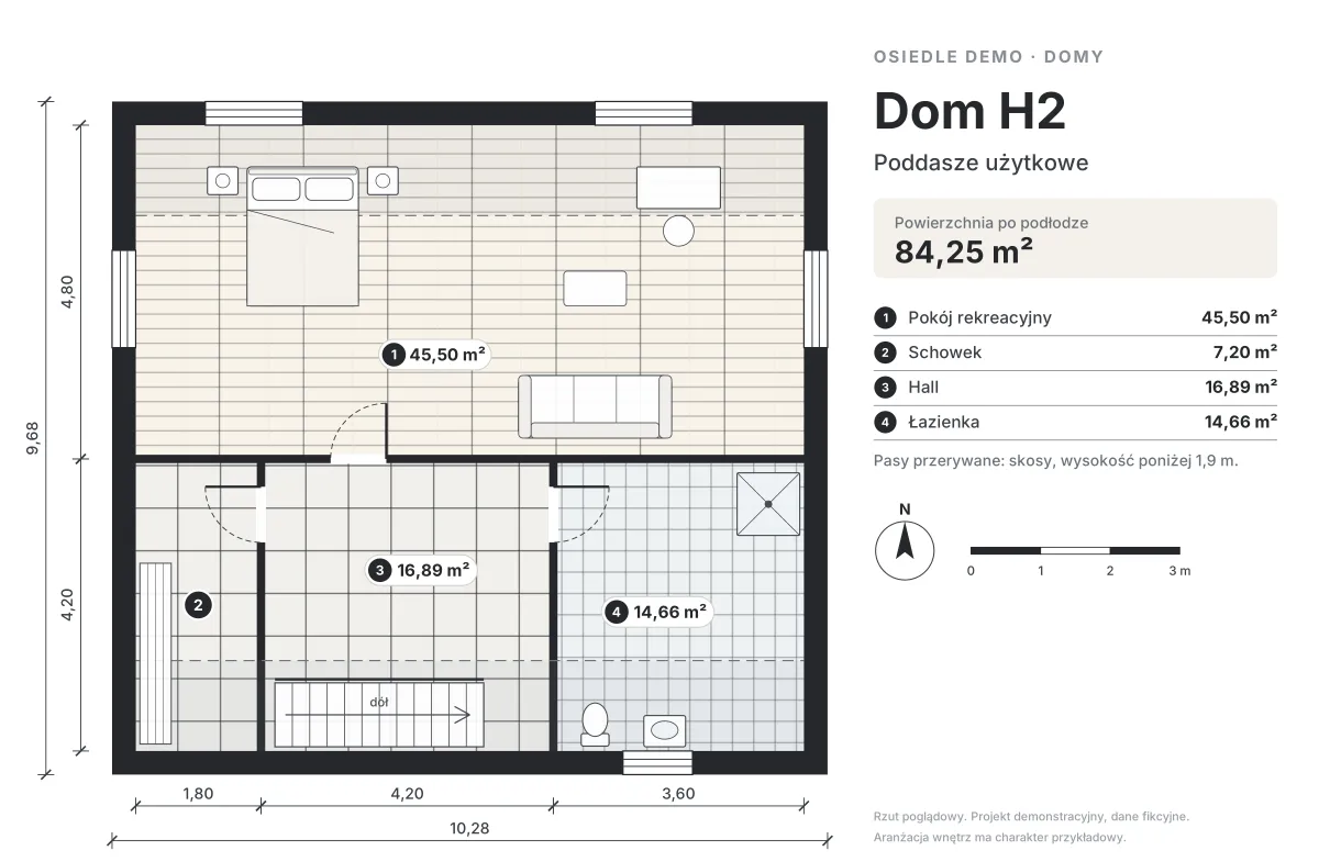 Rzut domu H2 — poddasze